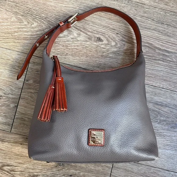 Dooney & Bourke Taupe and Coral Hobo Bag - Picture 5 of 16